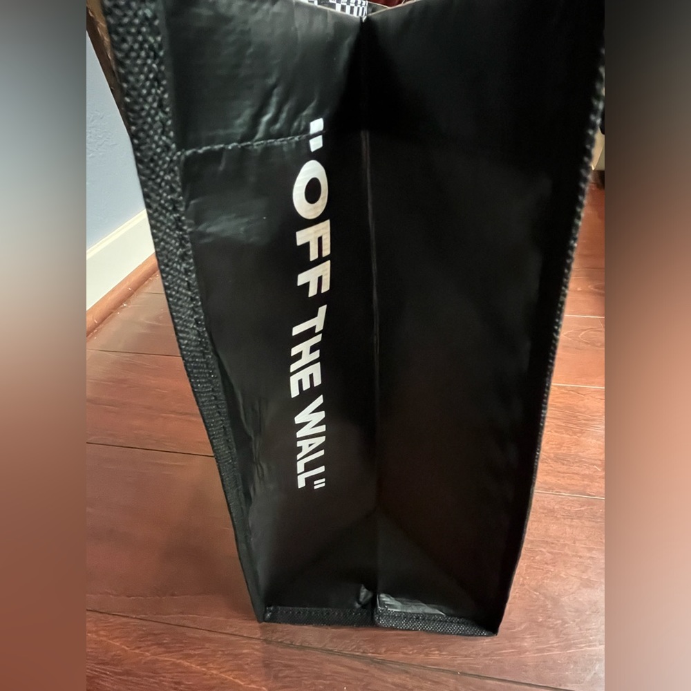 Vans Off The Wall Reusable Large Black White Checkerboard Shopping Tote Bag New - Picture 7 of 16